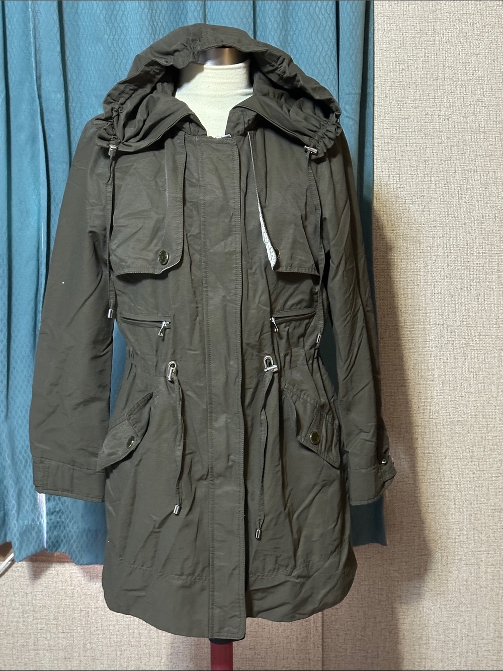 Kenneth Cole New York Olive Utility Hooded Jacket